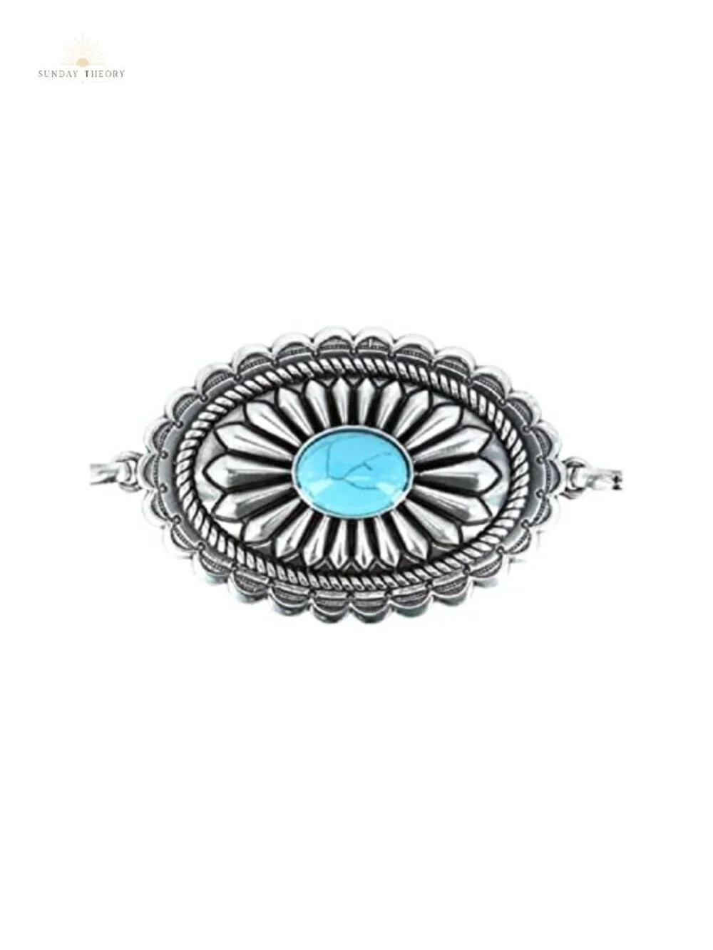 Women's Silver-Tone Metal Concho Belt Turquoise Stones Lobster Claw Closure